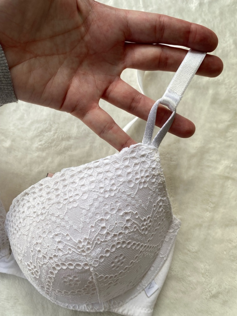 Victoria's Secret White Floral Eyelet Lace Push-Up Bra Size 34D Cotton blend - Picture 10 of 10